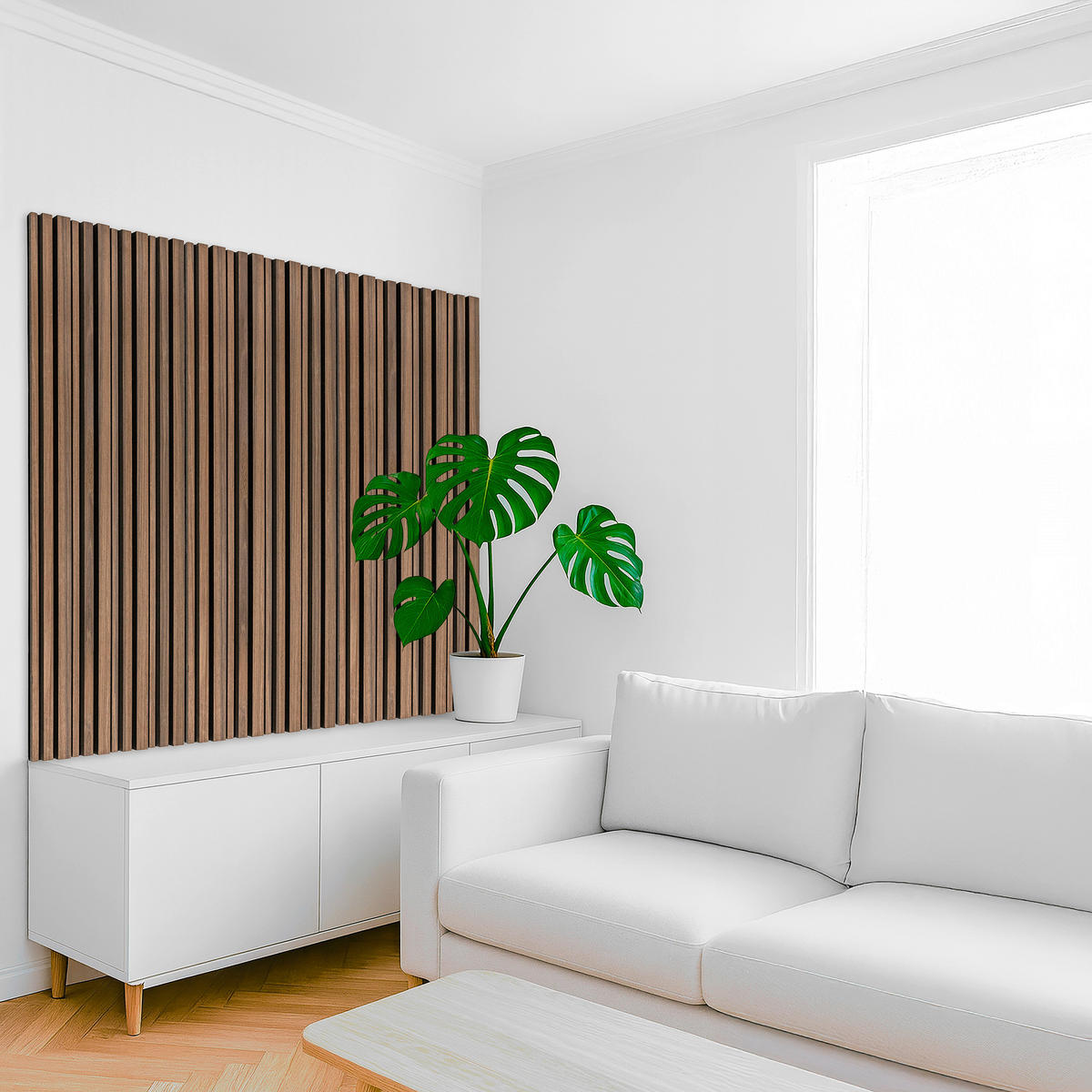 AKUSTIKPANEEL TEAKHOLZ DUNKEL 4-er Set  - Dunkelbraun, MODERN, Holz (52/120cm)