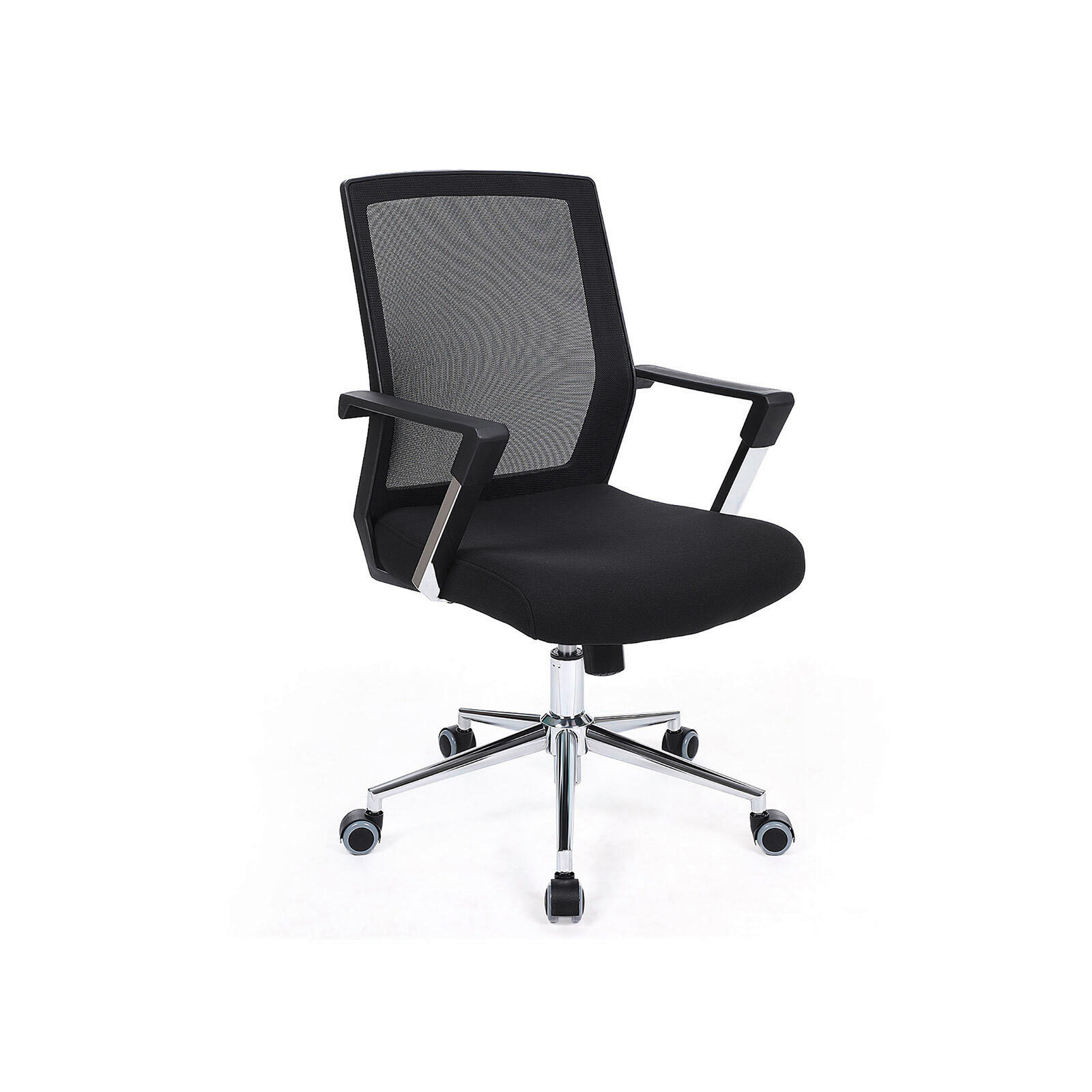 OTOČNÁ STOLIČKA, sieťovina, tkaná textília, čierna, chrómová - čierna/chrómová, Basics, kov/textil (61/102/55cm) - Boxxx