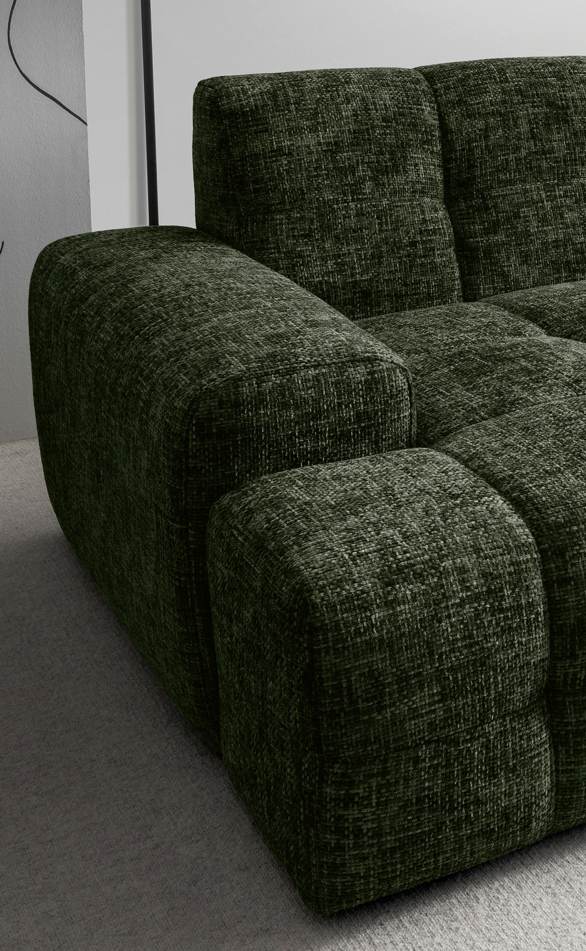 BIGSOFA in Struktur Waldgrün  - Waldgrün/Schwarz, MODERN, Kunststoff/Textil (304/87/155cm) - Livetastic
