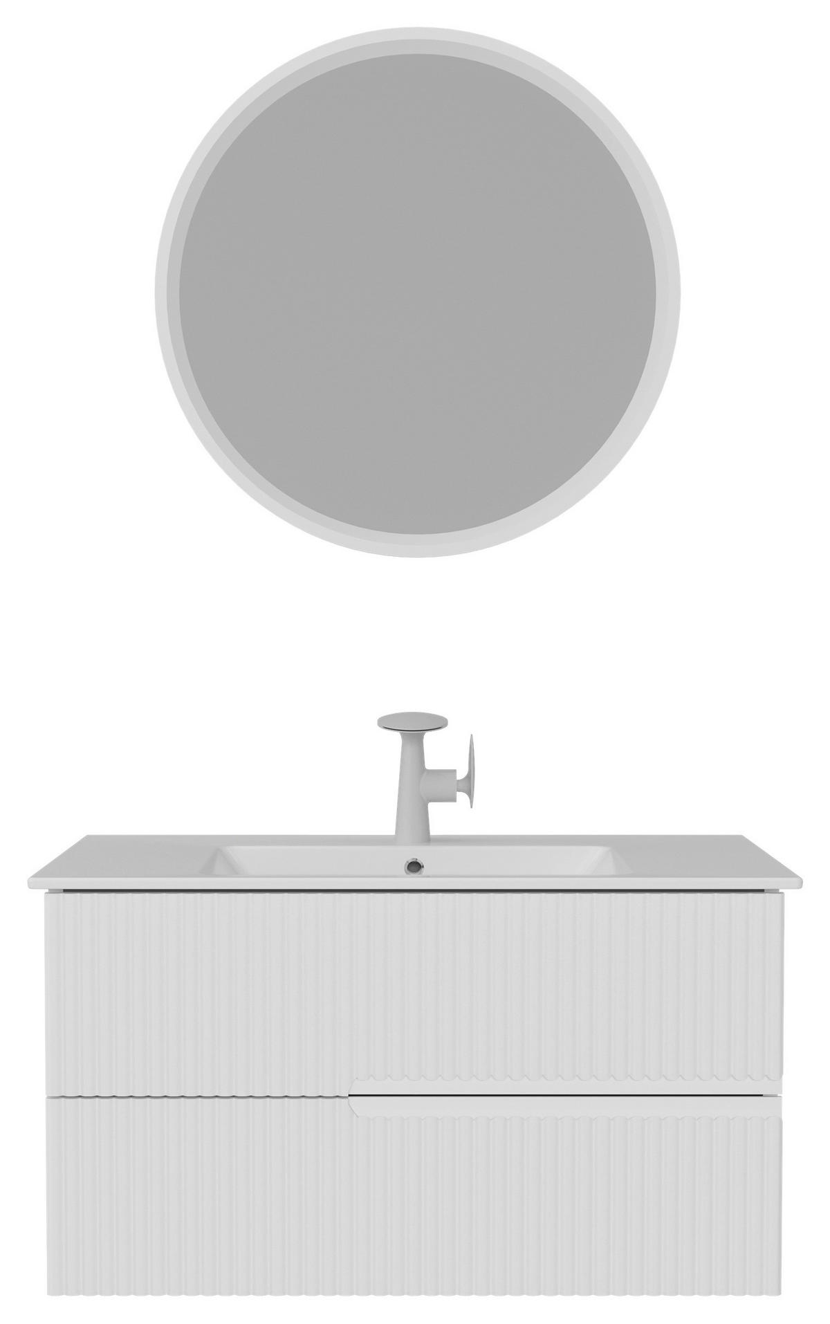 BADEZIMMER 3-teilig  in  - Weiß Hochglanz/Weiß, MODERN, Keramik/Holzwerkstoff (91/126/51cm) - MID.YOU