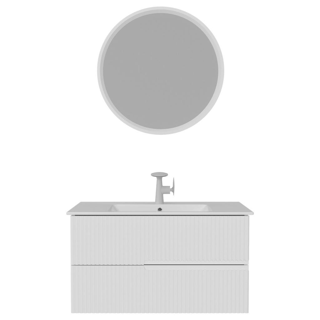 Thumbnail - Mid.you Badezimmer Purl, Weiß, Holzwerkstoff, 3-teilig, Kiefer, 2,2 Schubladen, 91x126x51 cm, FSC Mix, CE, hängend, indi...