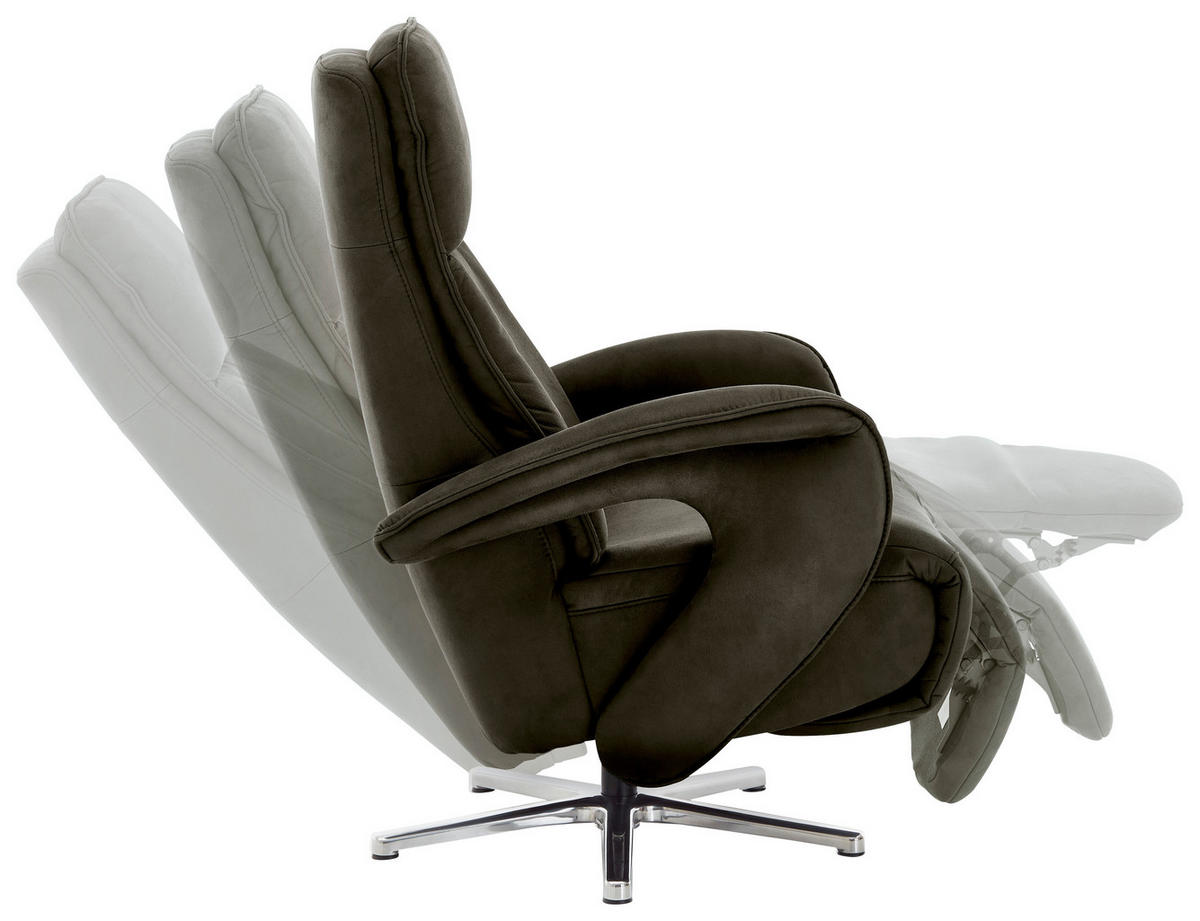 RELAXSESSEL Mikrofaser Kopfteilverstellung    - Chromfarben/Dunkelgrün, Design, Textil/Metall (77/110/87cm) - Valdera