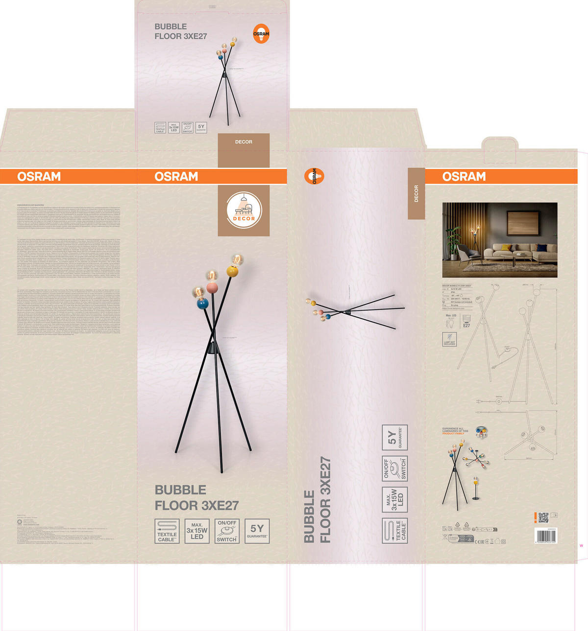 STEHLEUCHTE 55/47/135 cm    - Design, Metall (55/47/135cm) - Osram