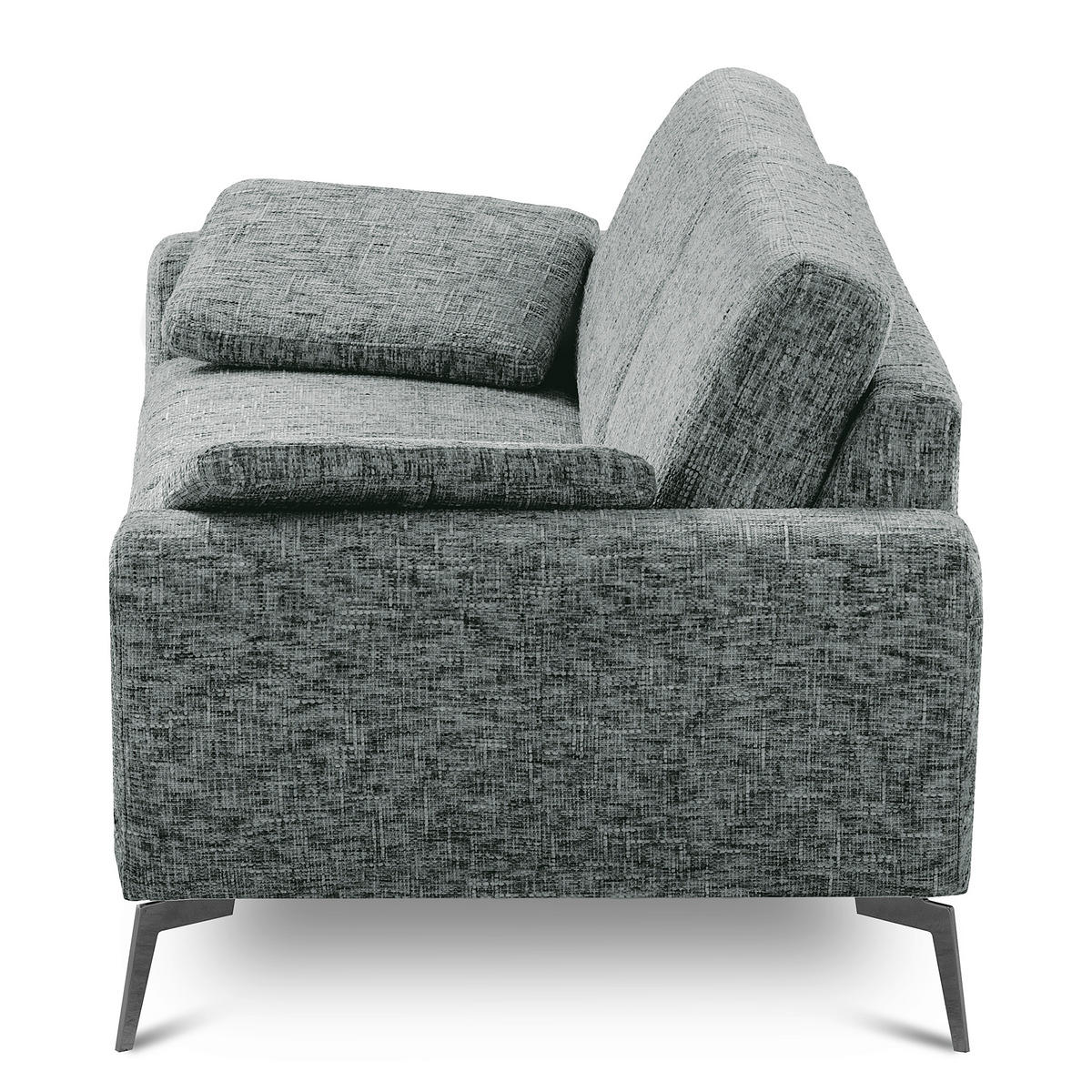 2-SITZER-SOFA Webstoff Anthrazit  - Anthrazit/Schwarz, Design, Textil/Metall (157/85/92cm) - Livetastic
