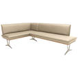 ECKBANK 152/257 cm  in Beige  - Edelstahlfarben/Beige, Design, Leder/Holz (152/257cm) - Ambiente