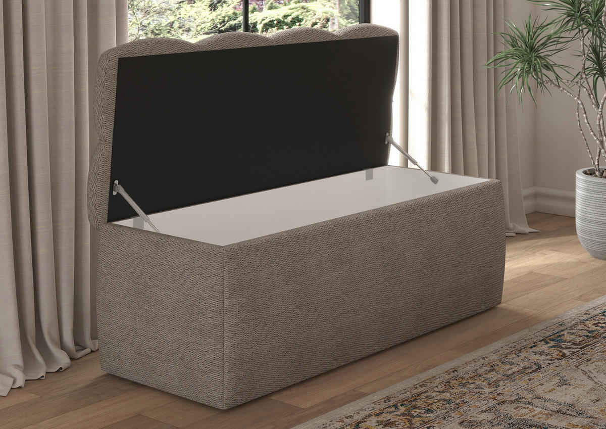 BETTBANK Bouclé Sandfarben  - Sandfarben/Schwarz, Basics, Kunststoff/Textil (141/50/40cm) - Chameo