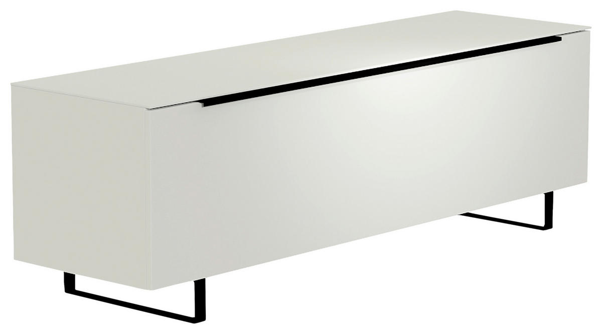 LOWBOARD Schwarz, Weiss  160/51/45 cm  - Weiss/Schwarz, Design, Glas/Holzwerkstoff (160/51/45cm) - Moderano