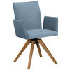 ARMLEHNSTUHL  in Lederlook  - Eichefarben/Hellblau, Konventionell, Holz/Textil (64/91/61cm) - Moderano
