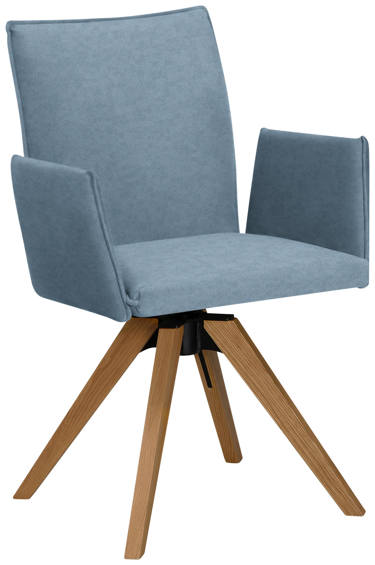 ARMLEHNSTUHL  in Lederlook  - Eichefarben/Hellblau, Konventionell, Holz/Textil (64/91/61cm) - Moderano