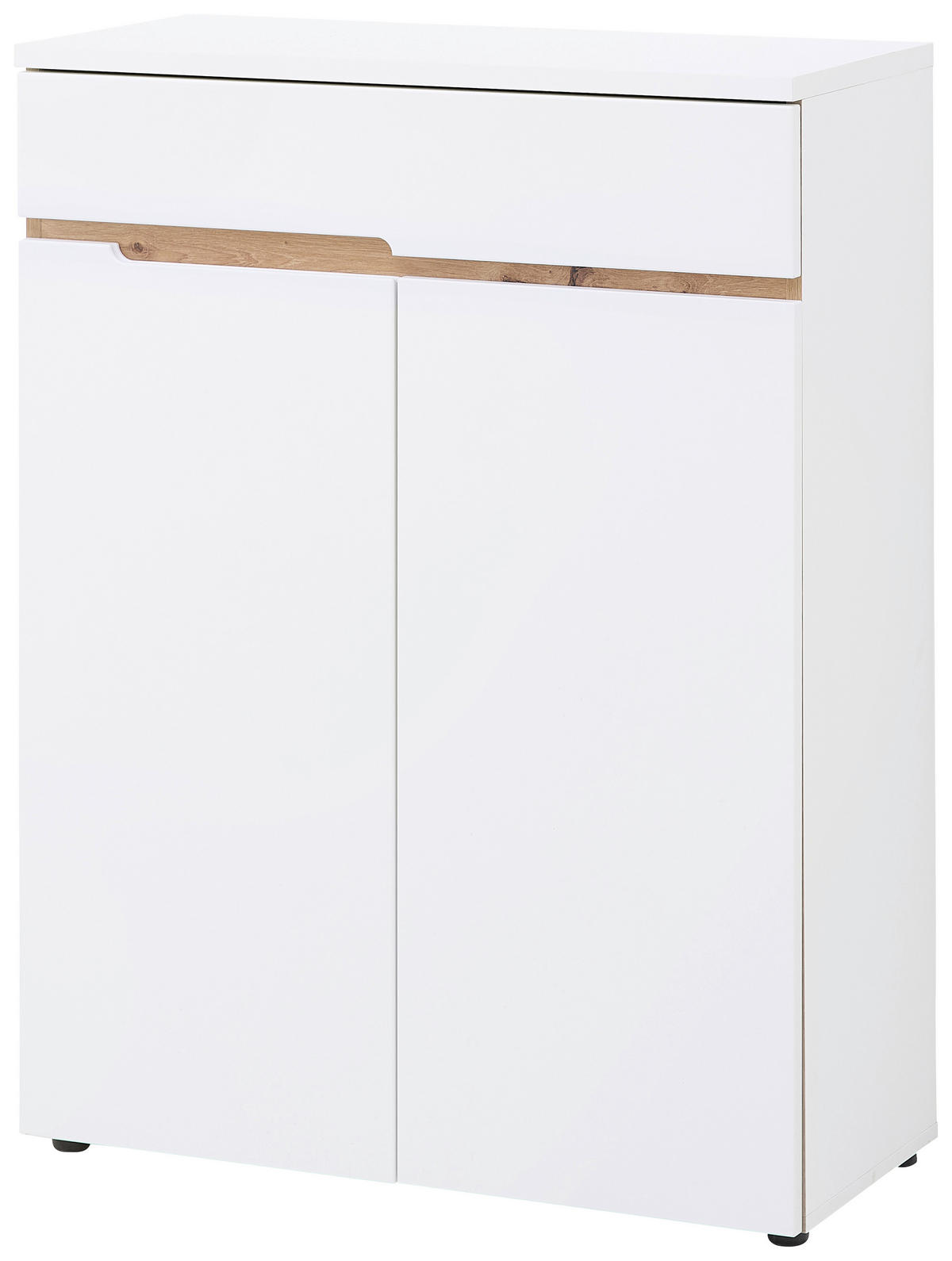 OMARA ZA ČEVLJE bela, hrast artisan - črna/bela, Design, leseni material (80/107/38cm) - Voleo