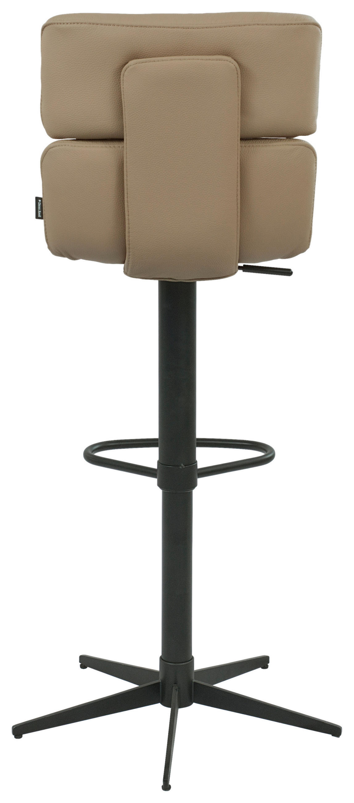 BARHOCKER Echtleder Schwarz, Taupe Eisen Lederauswahl, Stoffauswahl, Wippfunktion, Sitzfläche 360° drehbar  - Taupe/Schwarz, Design, Leder/Metall (42/99-117/50cm) - Dieter Knoll