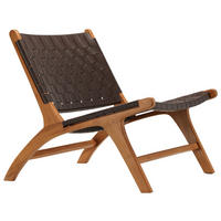 SESSEL in Lederlook (vegan) Braun  - Braun, Design, Holz/Textil (65/69/77cm) - Livetastic