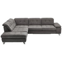 ECKSOFA in Chenille Grau  - Chromfarben/Grau, Design, Textil/Metall (260/310cm) - Beldomo Speed