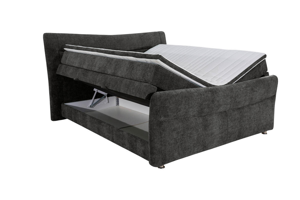 BOXSPRINGBETT 140/200 cm  in Graphitfarben  - Graphitfarben, Konventionell, Textil/Metall (140/200cm) - Esposa