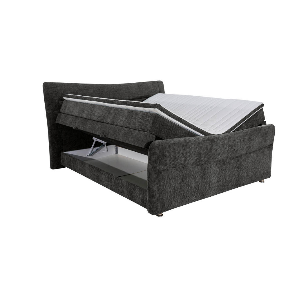 Thumbnail - Esposa Boxspringbett, Graphit, Textil, H2, Höhe ca. 18 cm, 140x200 cm, Bettkasten, Stoffauswahl, Topper durchgehend, in ...