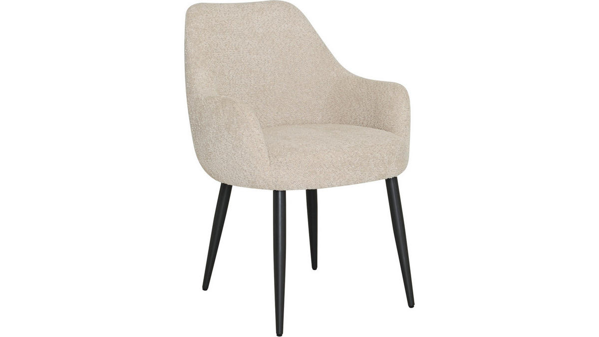 STOL bouclé  - beige/svart, Design, metall/trä (60/84/64,5cm) - Best Price