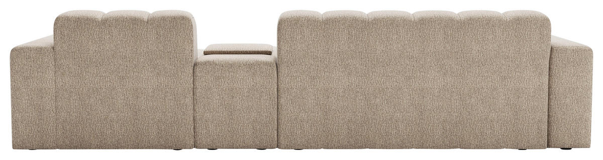 ECKSOFA Taupe Chenille Stauraum, Getränkehalter  - Taupe/Schwarz, MODERN, Kunststoff/Textil (299/150cm) - Milino