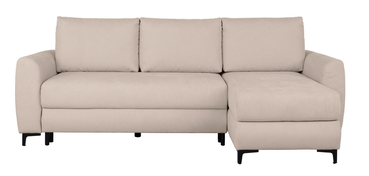 ECKSOFA Moli Beige Mikrofaser  - Beige/Schwarz, Design, Textil/Metall (236/148cm) - MID.YOU