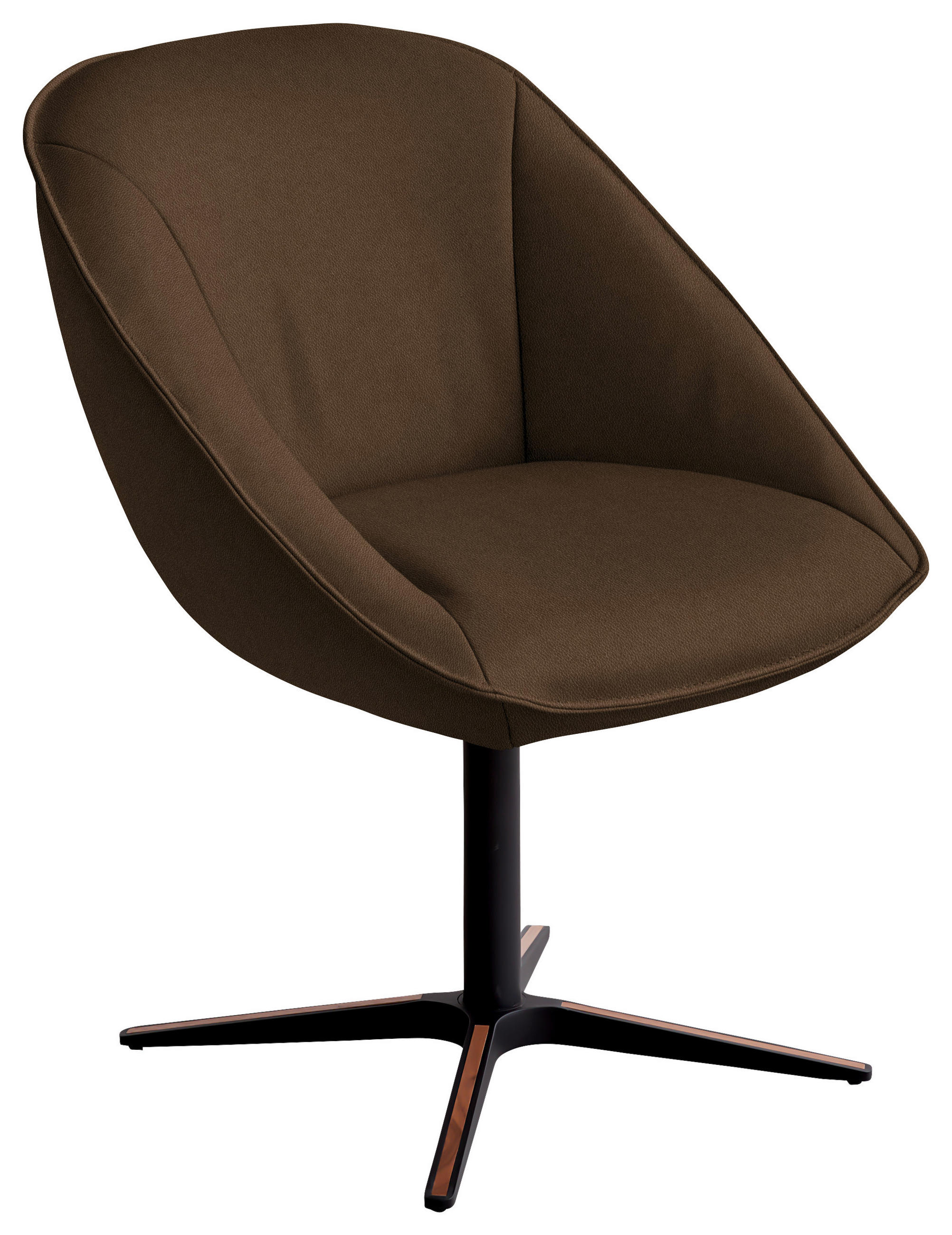 ARMLEHNSTUHL  Beinauswahl, Lederauswahl, Stoffauswahl, inklusive Armlehnen, automatische Rückholfunktion, gepolsterte Armlehnen, Sitzfläche 320° drehbar  Echtleder  - Schwarz/Olivgrün, Design, Leder/Holz (63/88/70cm) - Koinor