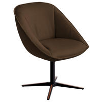 ARMLEHNSTUHL  Beinauswahl, Lederauswahl, Stoffauswahl, inklusive Armlehnen, automatische Rückholfunktion, gepolsterte Armlehnen, Sitzfläche 320° drehbar  Echtleder  - Schwarz/Olivgrün, Design, Leder/Holz (63/88/70cm) - Koinor