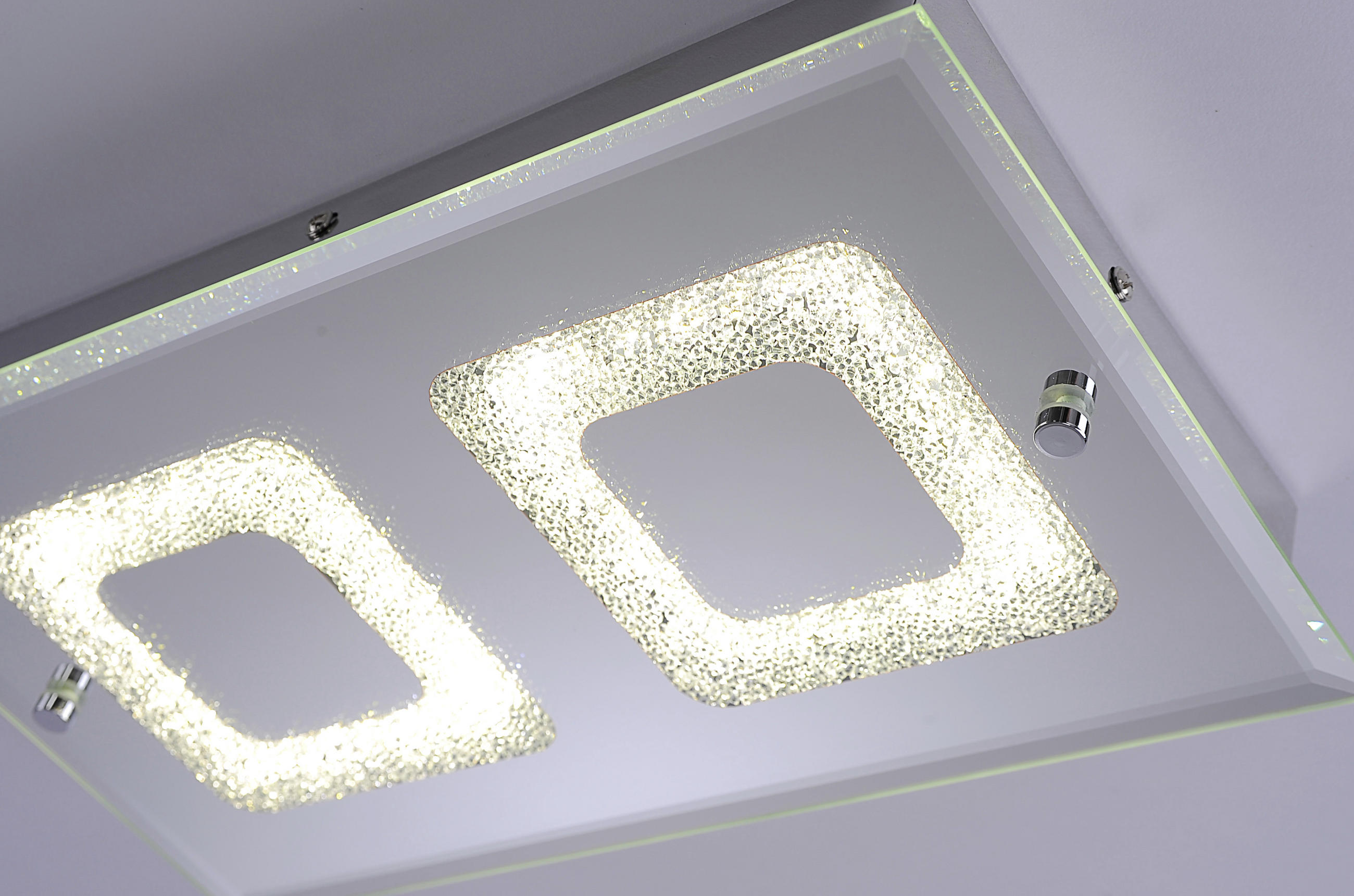 LED-DECKENLEUCHTE 40/7,5/24 cm   - Chromfarben, KONVENTIONELL, Glas/Metall (40/7,5/24cm)