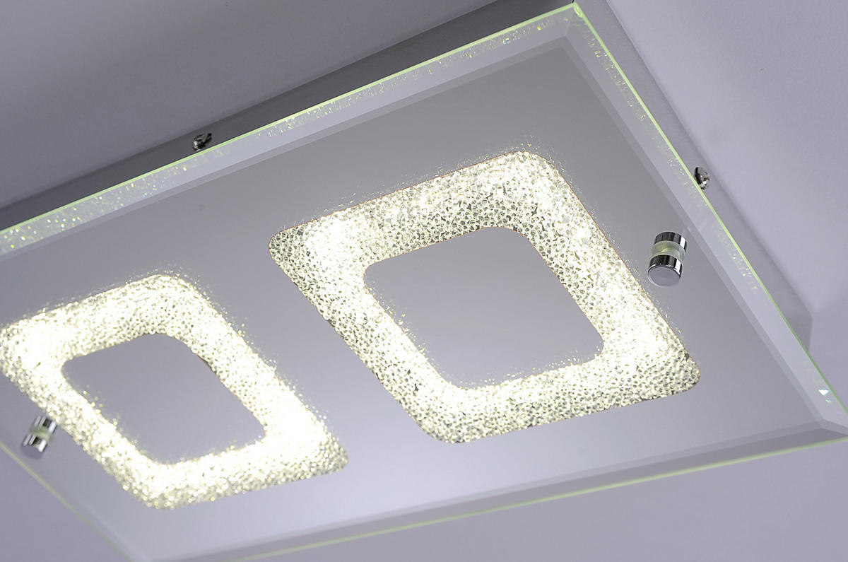 LED-DECKENLEUCHTE 40/7,5/24 cm   - Chromfarben, KONVENTIONELL, Glas/Metall (40/7,5/24cm)