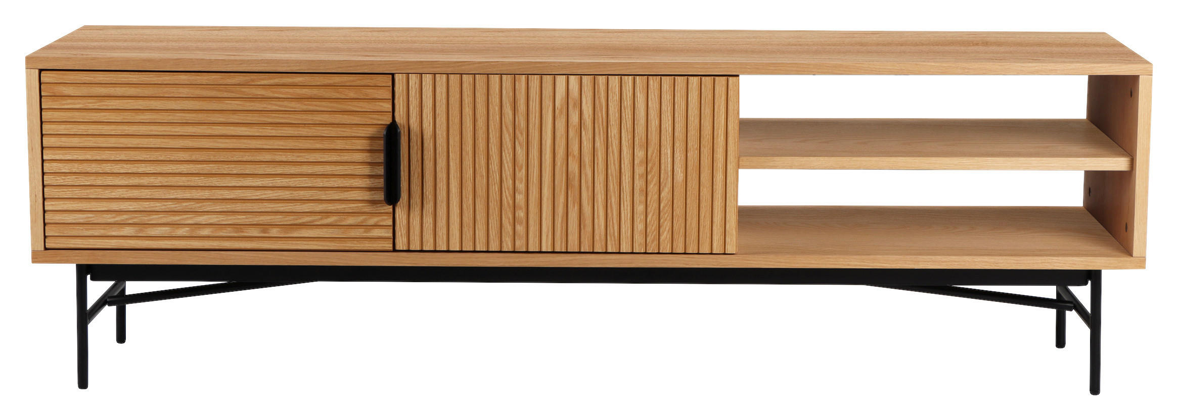 LOWBOARD  in 160/50/40 cm  - Eichefarben/Schwarz, LIFESTYLE, Holz/Holzwerkstoff (160/50/40cm) - home24