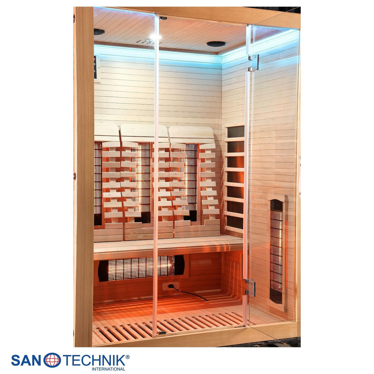 INFRAROTKABINE für 3 Personen OPEN  - Naturfarben, KONVENTIONELL, Holz (150/120/200cm) - Sanotechnik