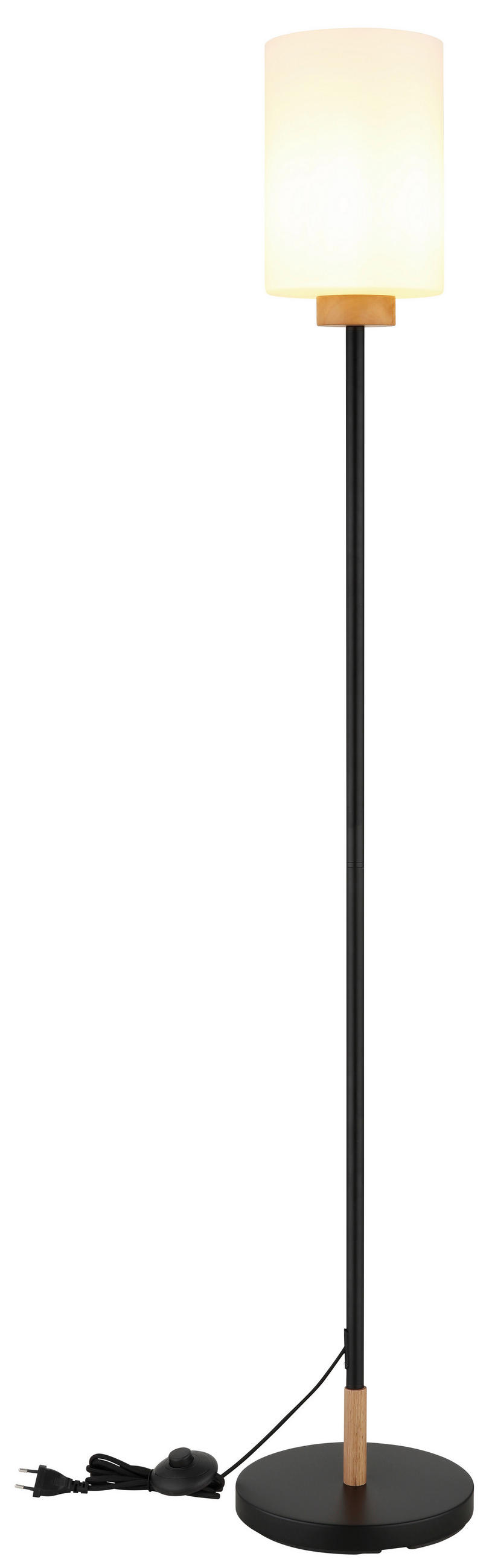 STEHLEUCHTE Rowena 25/150 cm  - Eichefarben/Schwarz, Design, Glas/Holz (25/150cm) - Globo