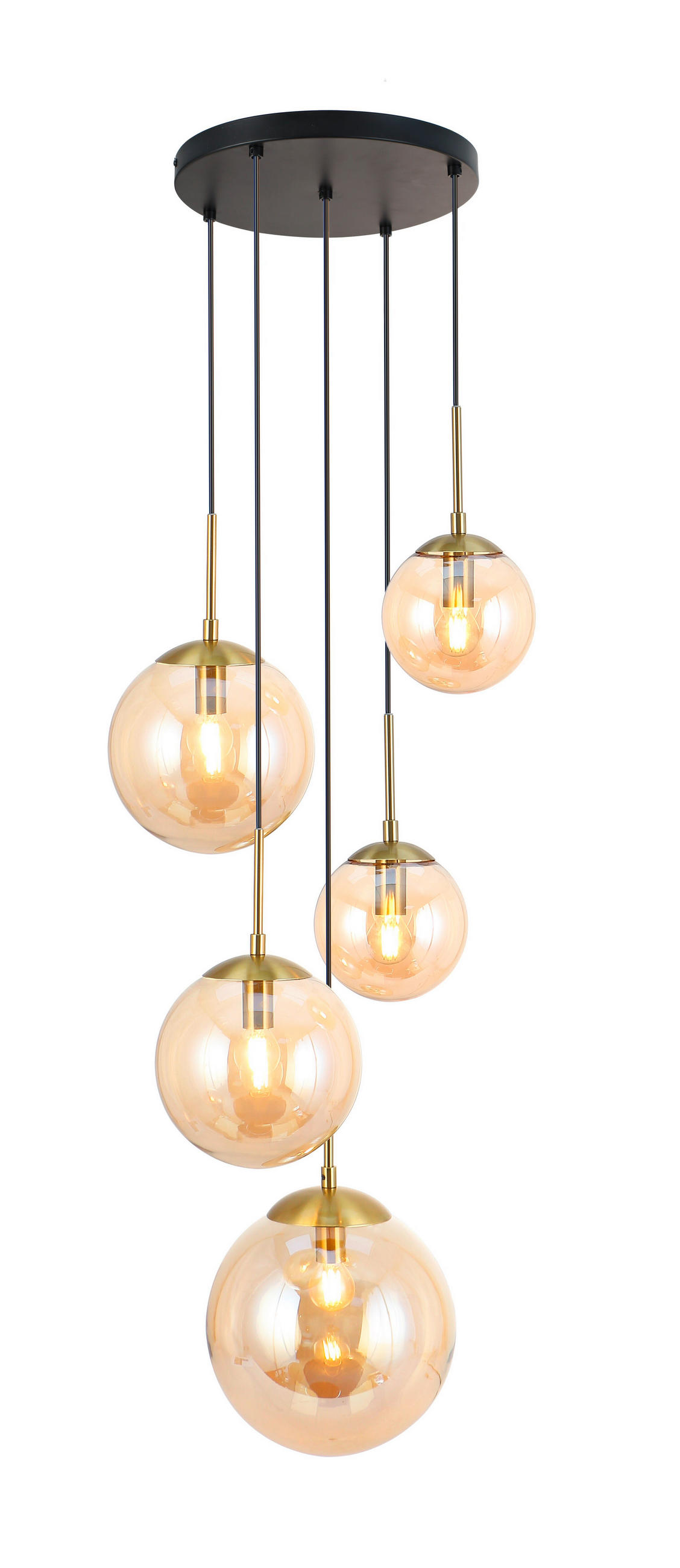 HÄNGELEUCHTE 44,5/120 cm   - Goldfarben/Bernsteinfarben, Trend, Glas/Metall (44,5/120cm) - Novel