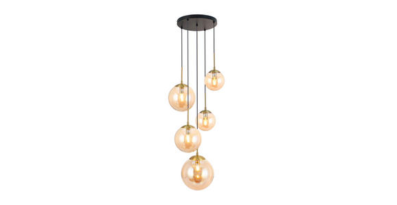 HÄNGELEUCHTE 44,5/120 cm - Goldfarben/Bernsteinfarben, Trend, Glas/Metall (44,5/120cm) - Novel