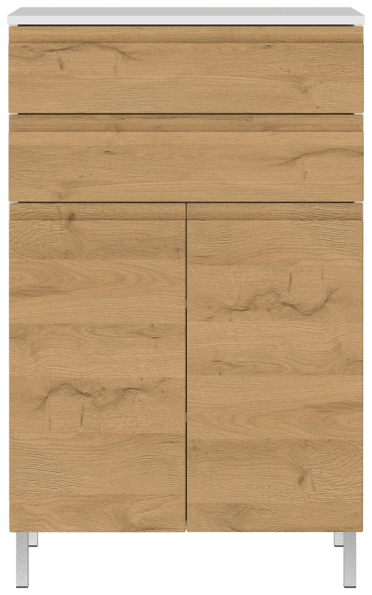 MIDISCHRANK 60/97/34 cm  - Chromfarben/Eichefarben, MODERN, Holzwerkstoff/Metall (60/97/34cm) - Germania