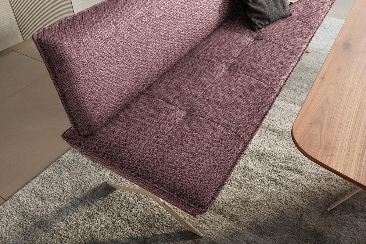 SITZBANK in Holz, Textil Nussbaumfarben, Nickelfarben, Altrosa  - Edelstahlfarben/Nussbaumfarben, Design, Holz/Textil (214/88/66cm) - Koinor