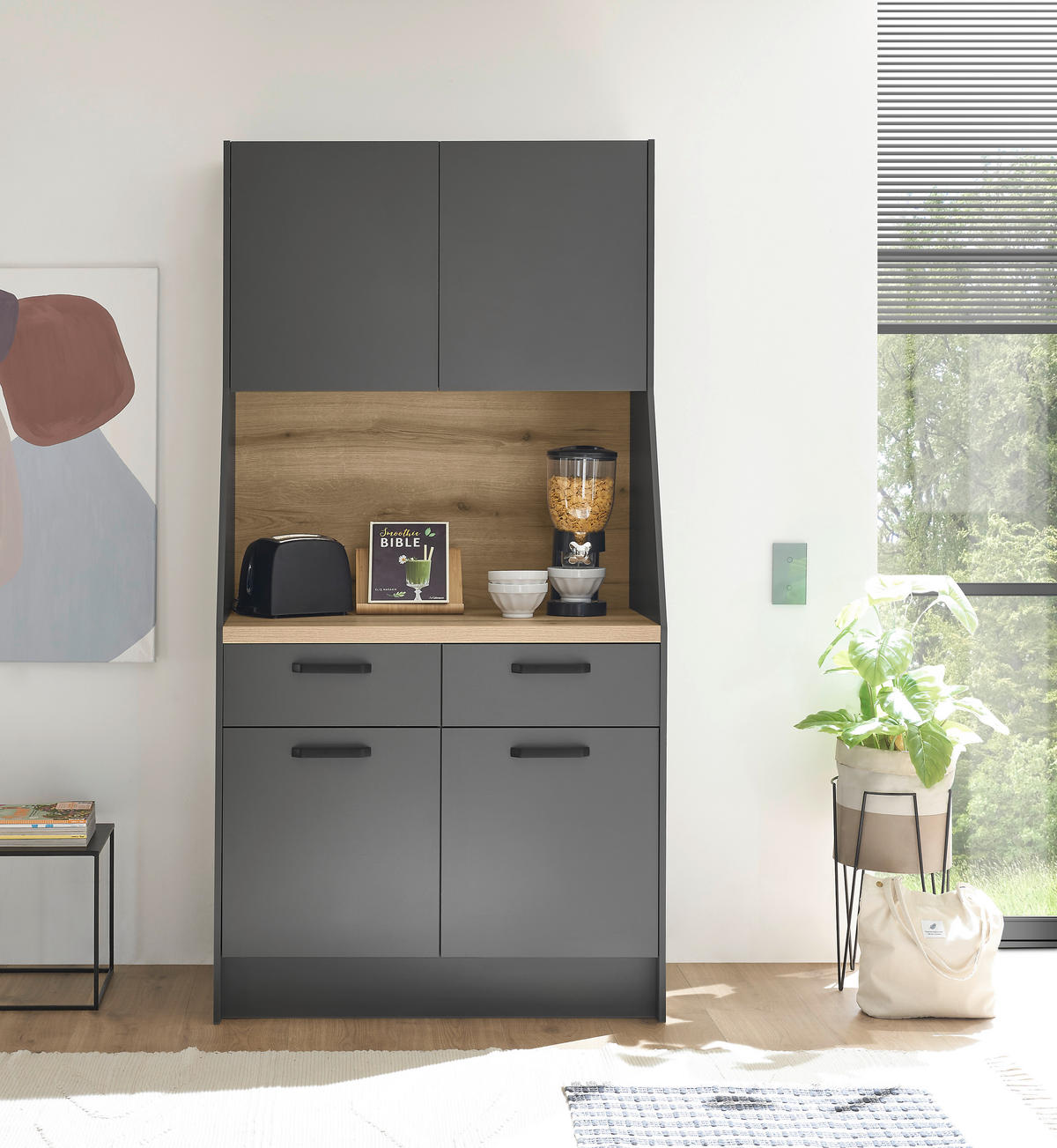 BIFE   boje grafita  - boje grafita/crna, Design, drvni materijal/metal (103/205/58cm) - MID.YOU