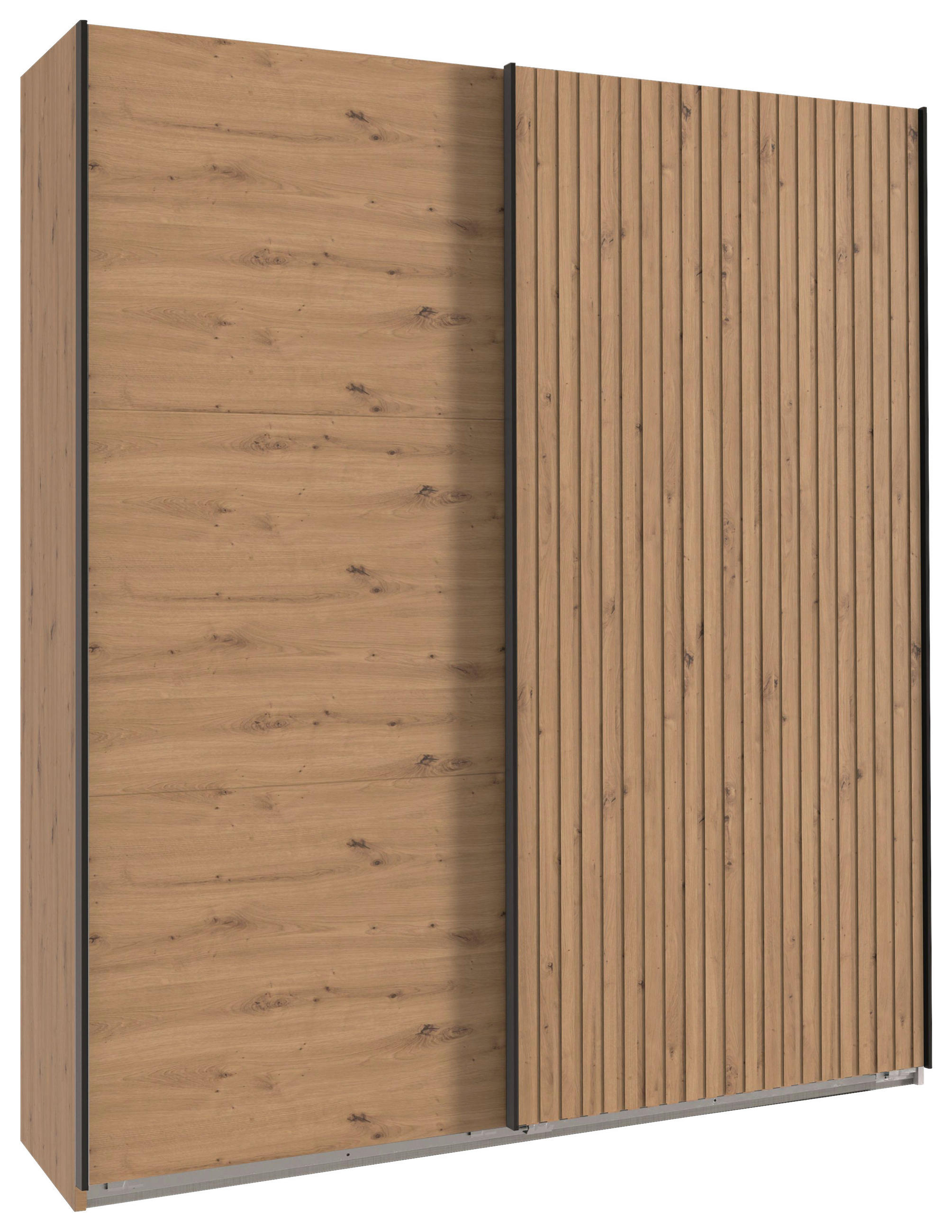 SCHWEBETÜRENSCHRANK 200/216/65 cm 2-türig Eiche Artisan  - Schwarz/Eiche Artisan, MODERN, Holzwerkstoff/Metall (200/216/65cm) - MID.YOU