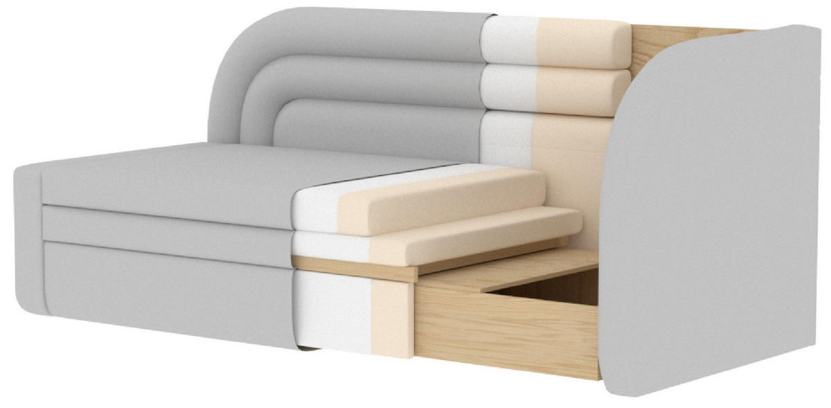 RÉCAMIERE Samt Weiss  - Weiss/Schwarz, Design, Kunststoff/Textil (223/80/86cm) - MID.YOU