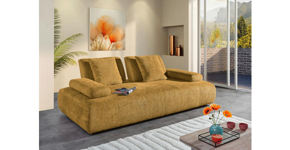 SCHLAFSOFA in Chenille Senfgelb - Senfgelb/Schwarz, KONVENTIONELL, Kunststoff/Textil (235-255/80/116-138cm) - Carryhome