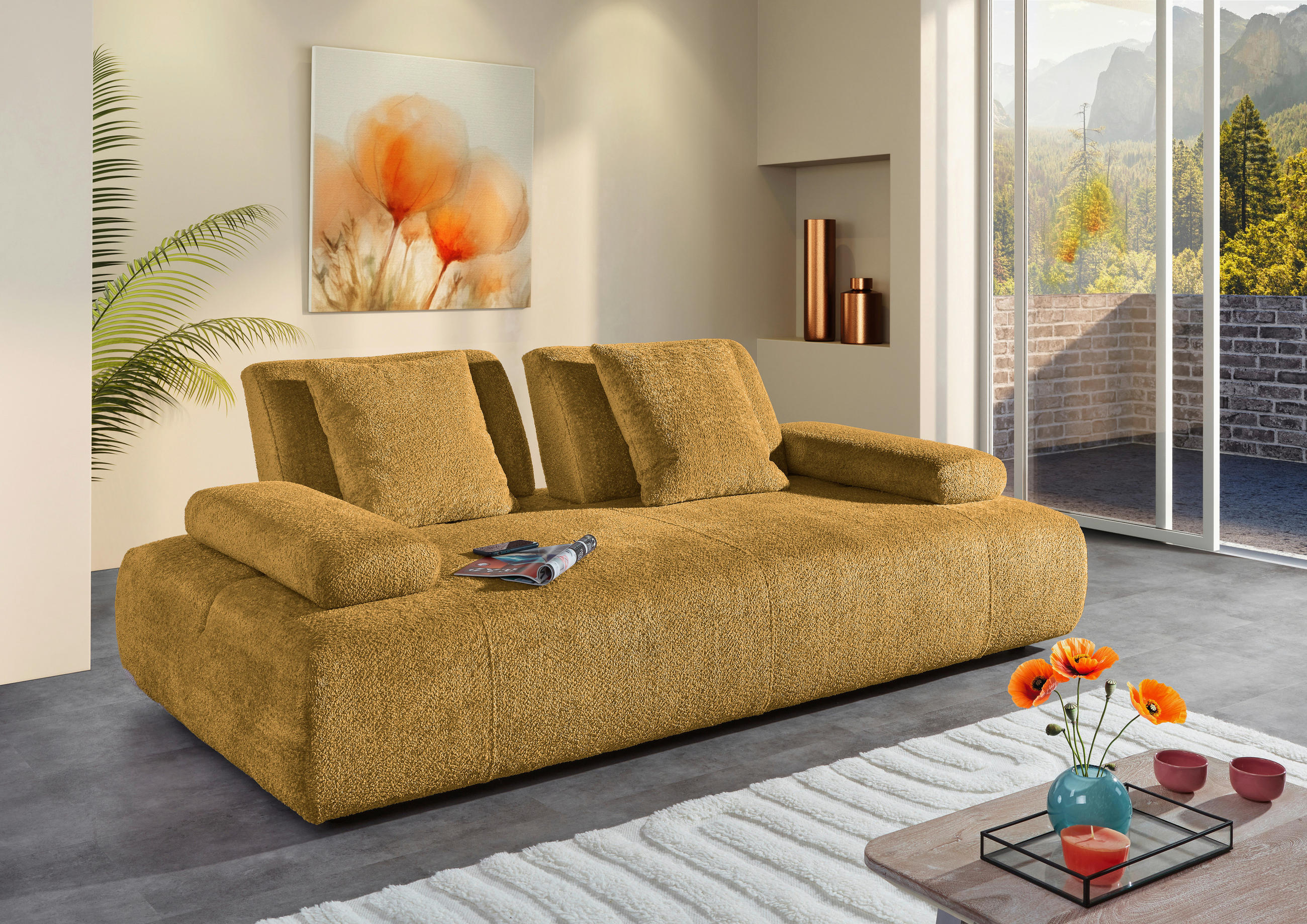 SCHLAFSOFA in Textil Gelb  - Gelb/Schwarz, Konventionell, Kunststoff/Textil (235-255/80/116-138cm) - Carryhome