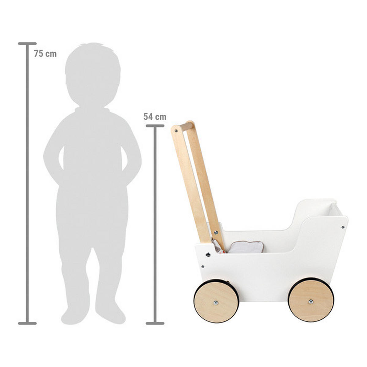 PUPPENWAGEN  - Weiß, Basics, Holz/Textil (46/54/33cm) - small foot