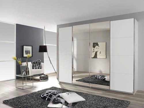 SCHWEBETÜRENSCHRANK 316/230/62 cm 4-türig Weiß  - Chromfarben/Weiß, Design, Holzwerkstoff/Metall (316/230/62cm) - Carryhome