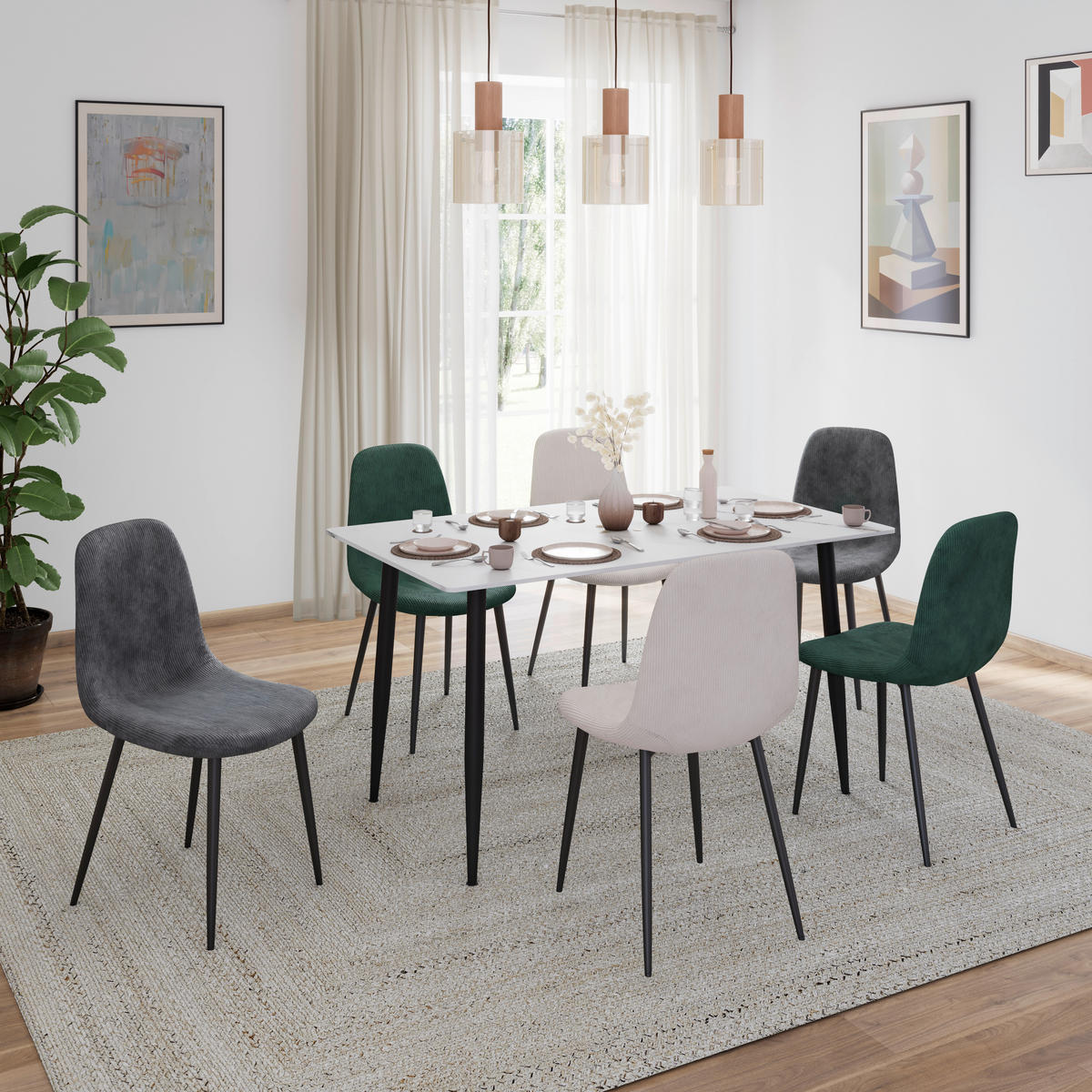 ESSTISCH in Keramik, Metall  - Weiß Hochglanz/Schwarz, Design, Keramik/Metall (140/76/80cm) - P & B