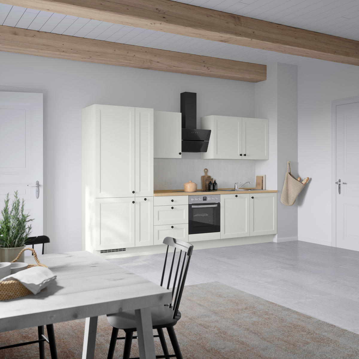 KÜCHENBLOCK Cascada 330 cm  in Weiß, Eichefarben  - Eichefarben/Schwarz, MODERN, Holzwerkstoff/Metall (330cm) - Nobilia