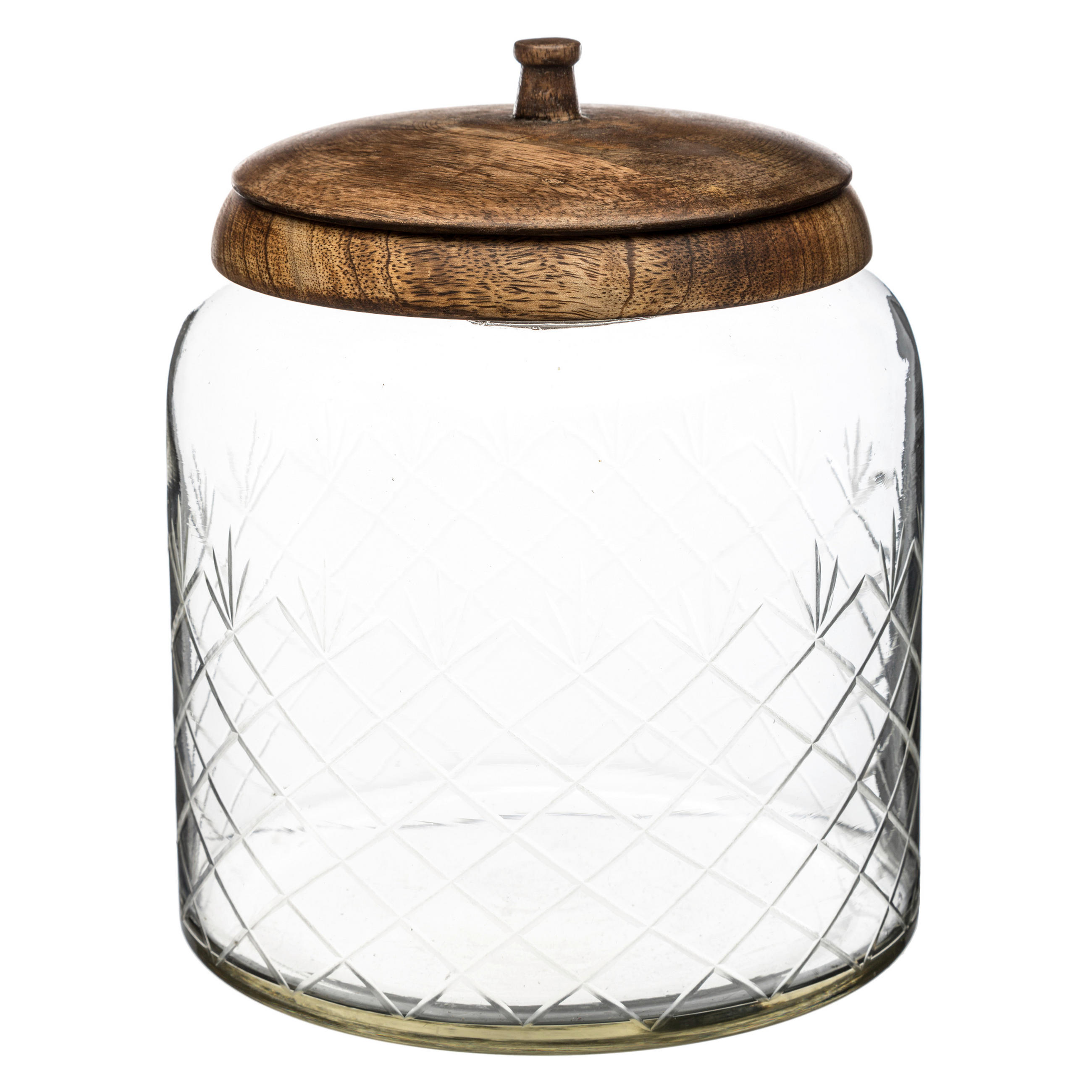 POSODA ZA SHRANJEVANJE     19/19/23 cm         - prozorno, Basics, steklo/les (19/19/23cm)