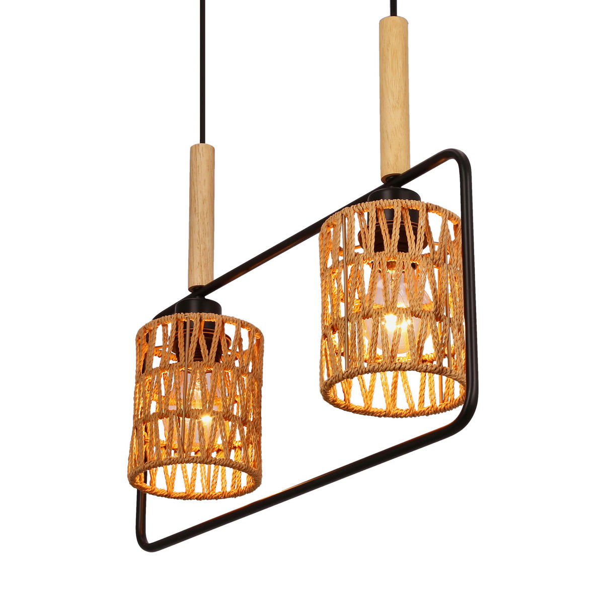 PENDELLAMPA Crown 50 cm  - beige/svart, Natur, metall/textil (50cm)