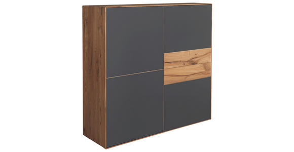 HIGHBOARD 122/120/40 cm  - Eichefarben/Anthrazit, Design, Glas/Holz (122/120/40cm) - Valnatura