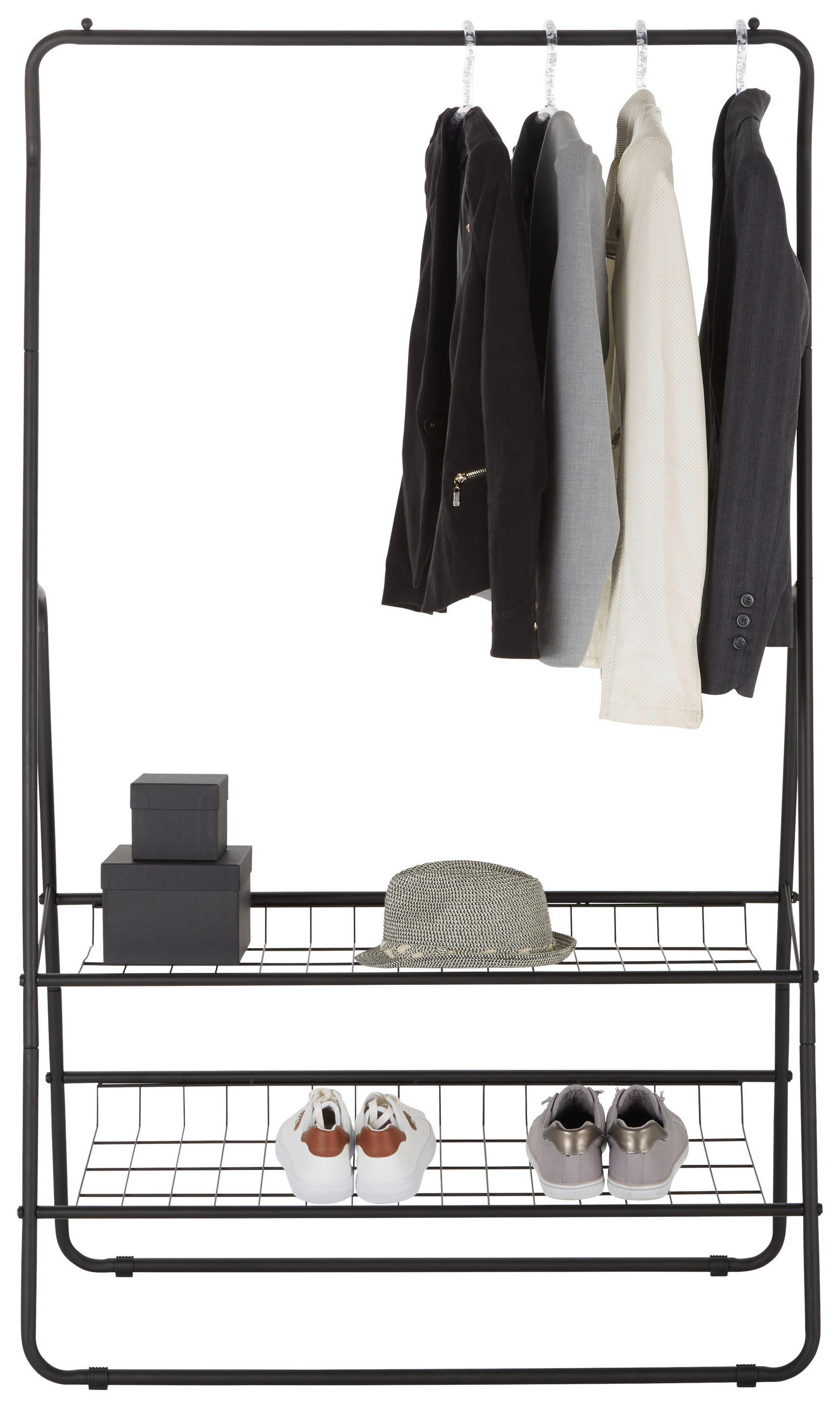 GARDEROBENSTÄNDER in Schwarz 93/159/47 cm   - Schwarz, Trend, Metall (93/159/47cm) - Carryhome