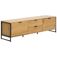 LOWBOARD  in 160/48/40 cm  - Schwarz/Naturfarben, Natur, Holzwerkstoff/Metall (160/48/40cm) - MID.YOU