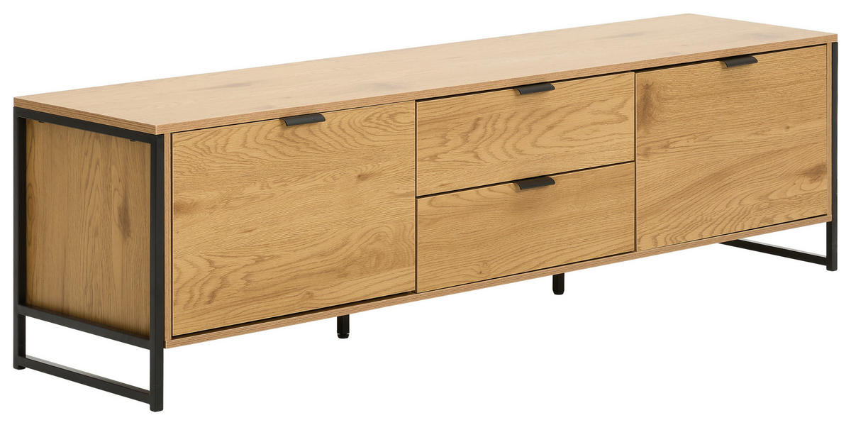 LOWBOARD  in 160/48/40 cm  - Schwarz/Naturfarben, Natur, Holzwerkstoff/Metall (160/48/40cm) - MID.YOU