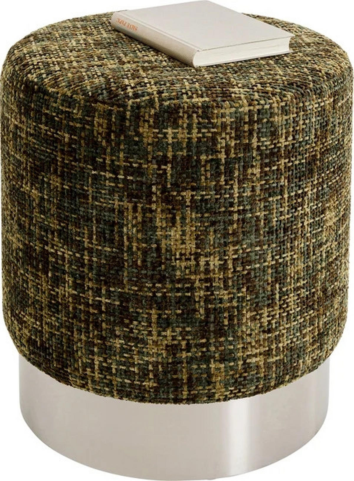 HOCKER in Textil Silberfarben, Dunkelgrün  - Dunkelgrün/Silberfarben, KONVENTIONELL, Textil/Metall (39/47/39cm) - Kare-Design