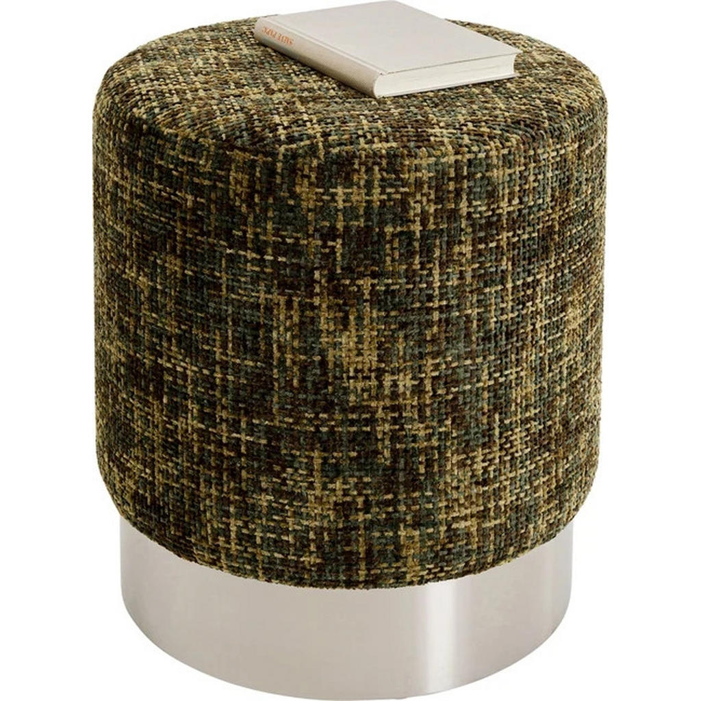 Thumbnail - Kare-Design Hocker, Silber, Dunkelgrün, Textil, rund, 39x47x39 cm, Stoffauswahl, Stühle